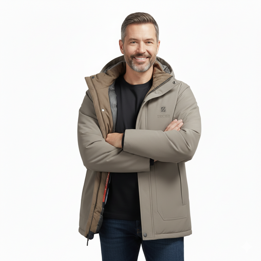 Men’s Outdoor Winter Jacket – Padded & Waterproof – Mid-Length