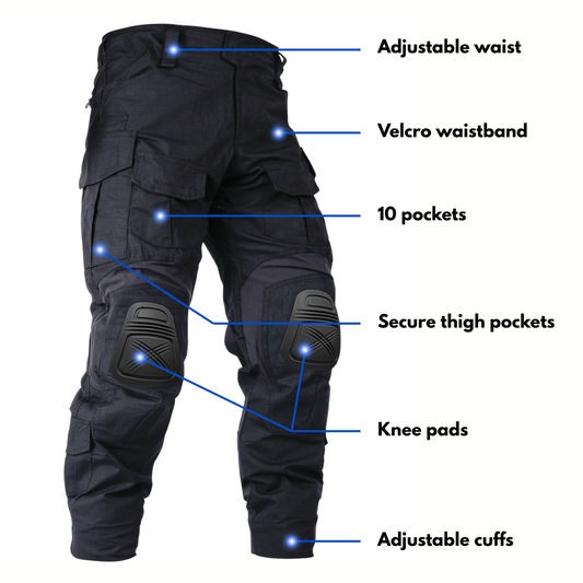 Men’s Tactical Work Pants – 10 Pockets – Reinforced Knees