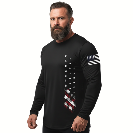 Men’s USA Print Long Sleeve T-Shirt – Crew Neck