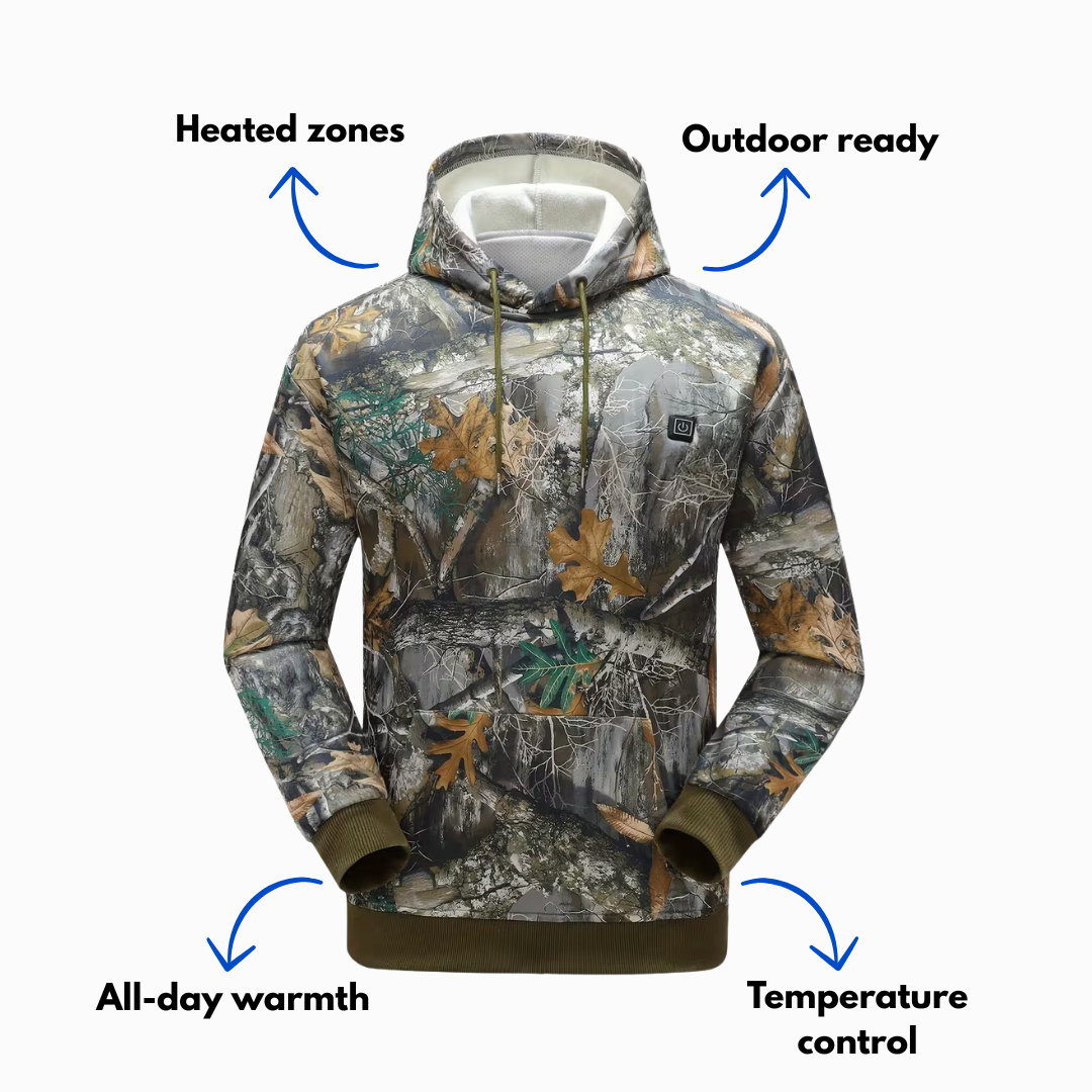 Camouflage Heated Sweatshirt – 7 Heating Zones – 3-Level Control