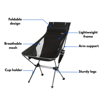 Foldable Camping Chair – Ergonomic Support – Portable Comfort