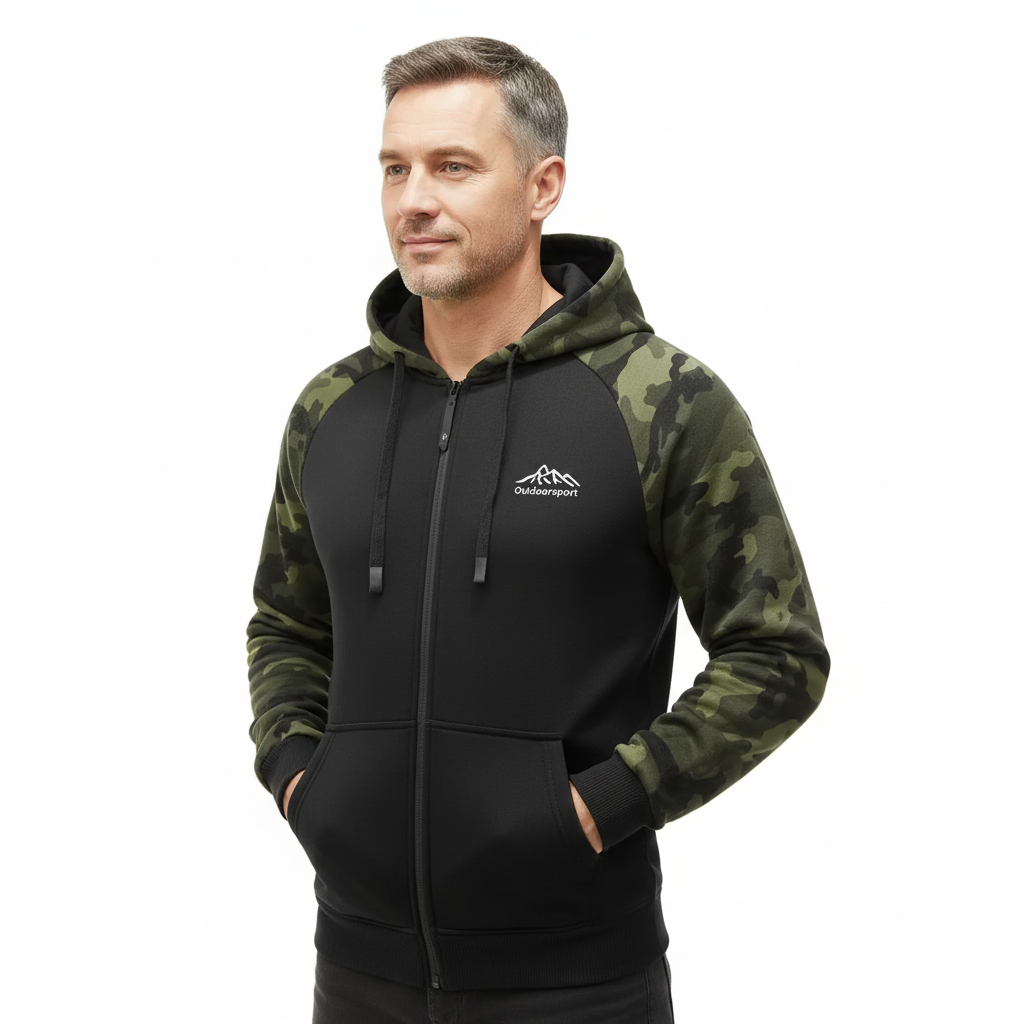 Men’s Camo Fleece Hoodie – Warm & Comfortable – Fall & Winter
