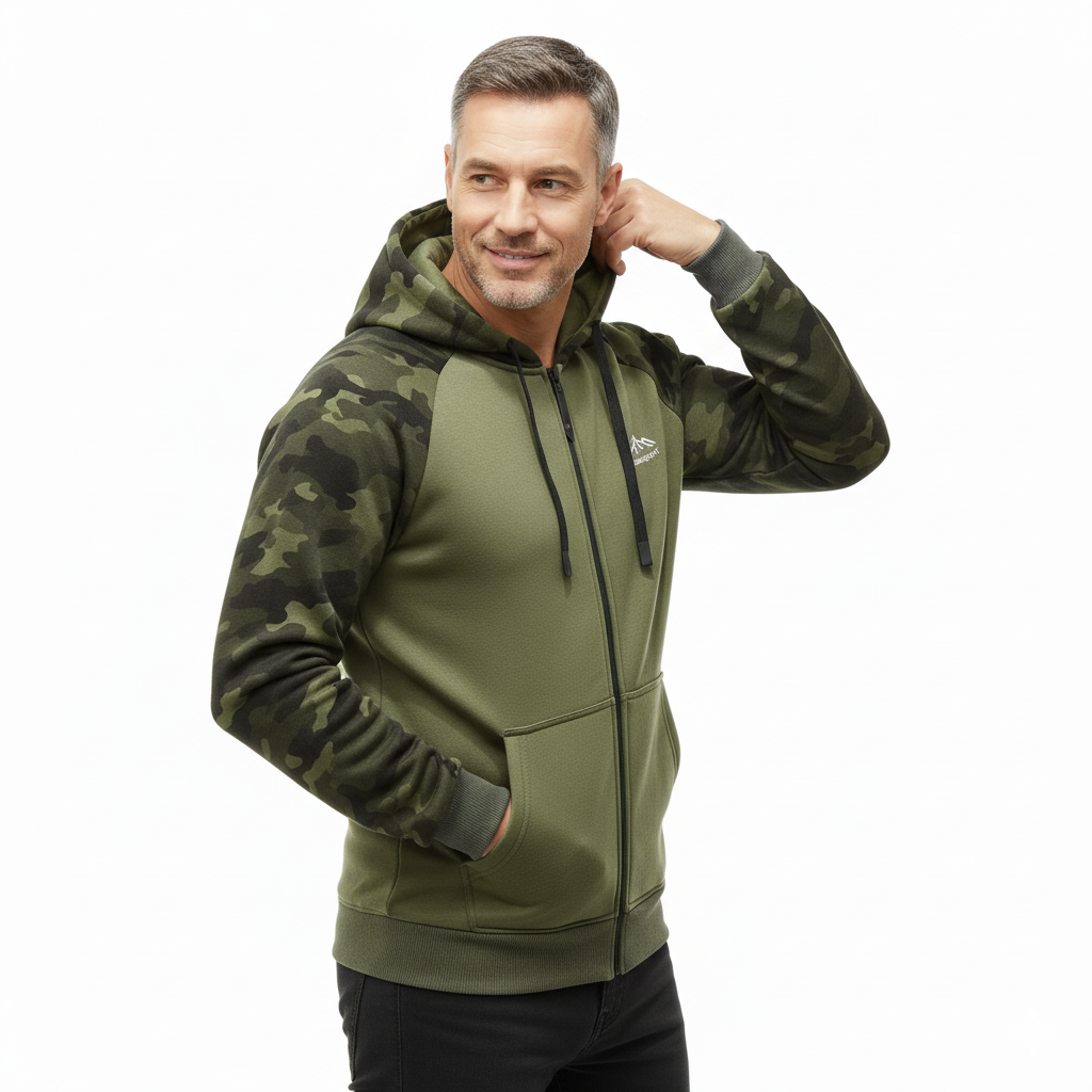 Men’s Camo Fleece Hoodie – Warm & Comfortable – Fall & Winter