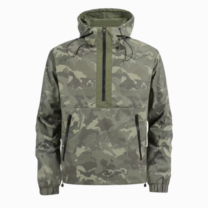 Men’s Camo Half-Zip Hooded Jacket – Lightweight Shell