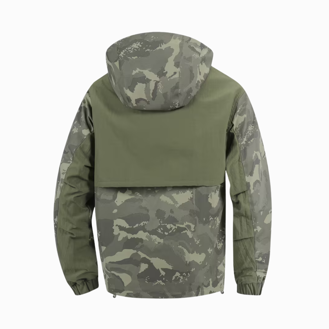 Men’s Camo Half-Zip Hooded Jacket – Lightweight Shell