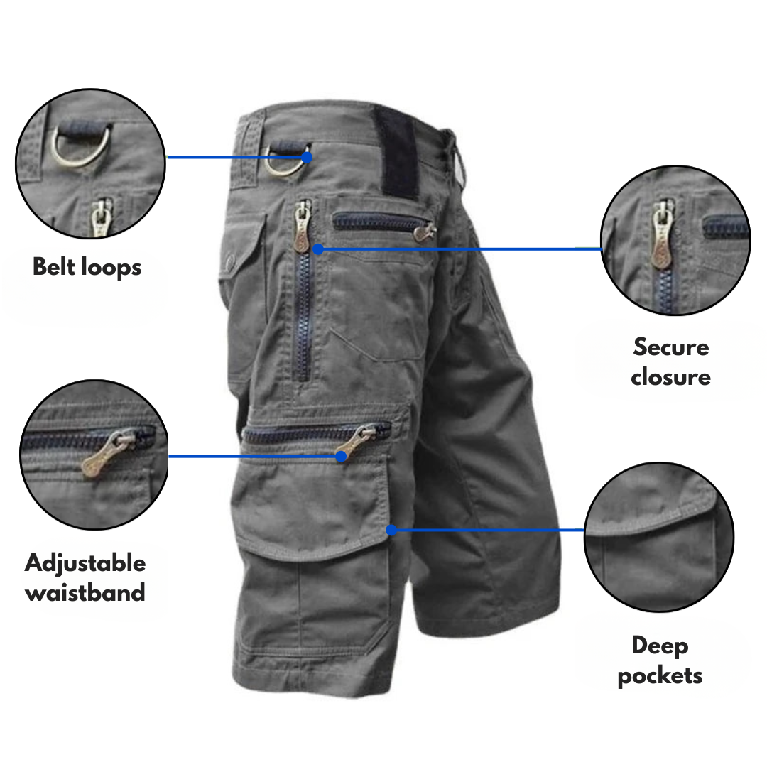 Men’s Cargo Shorts – Multi-Zip Pockets – Quick-Dry