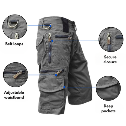 Men’s Cargo Shorts – Multi-Zip Pockets – Quick-Dry
