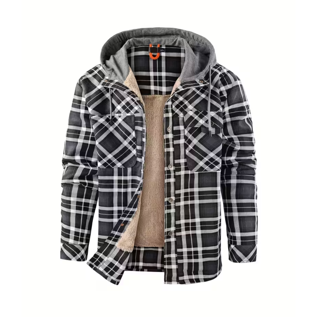 Men’s Flannel Jacket – Fleece-Lined Hoodie
