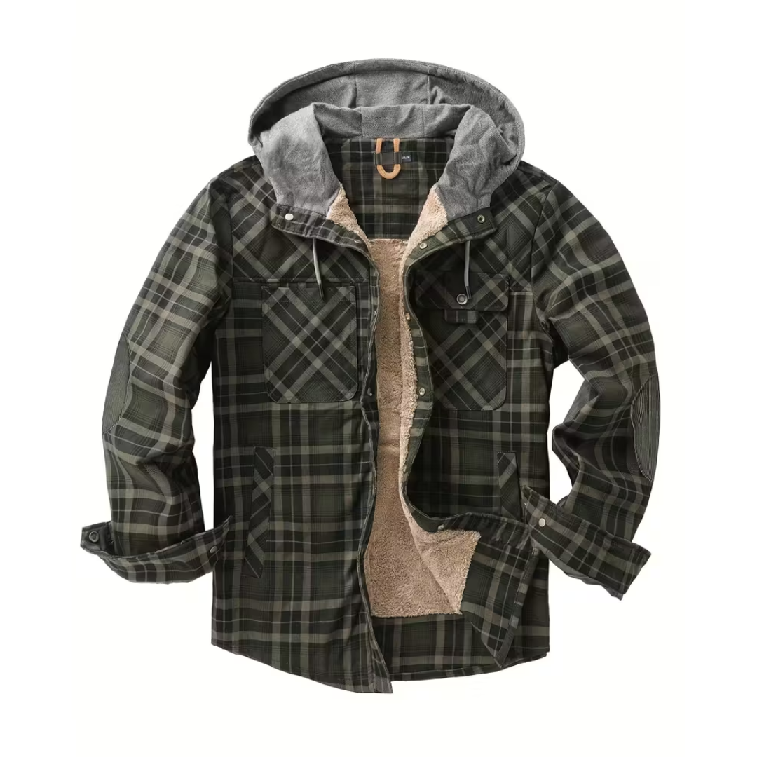 Men’s Flannel Jacket – Fleece-Lined Hoodie