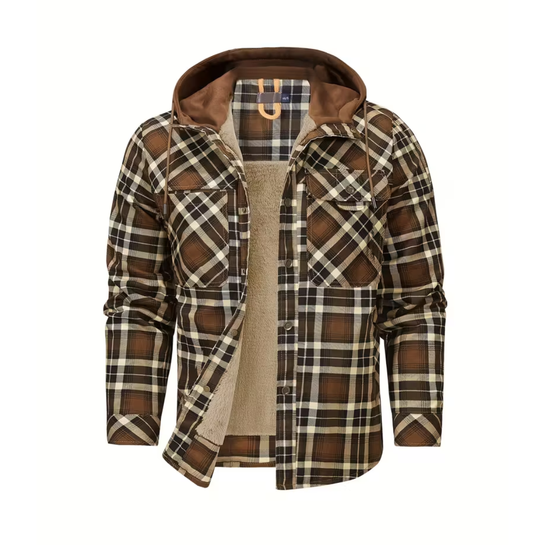 Men’s Flannel Jacket – Fleece-Lined Hoodie