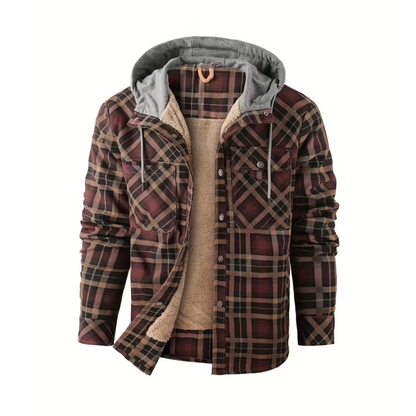 Men’s Flannel Jacket – Fleece-Lined Hoodie