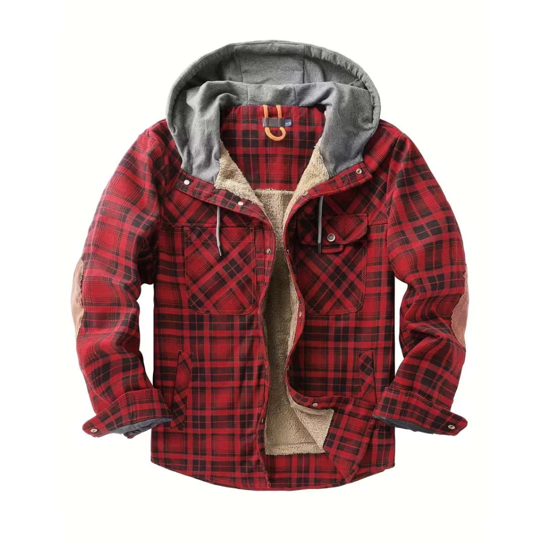Men’s Flannel Jacket – Fleece-Lined Hoodie