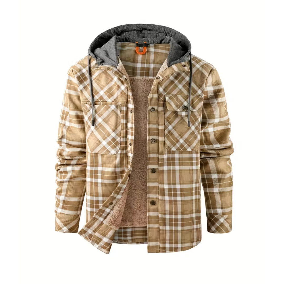 Men’s Flannel Jacket – Fleece-Lined Hoodie