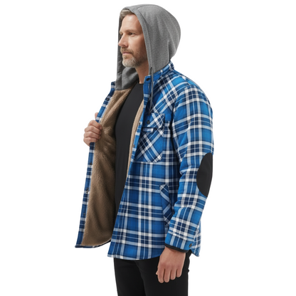 Men’s Flannel Jacket – Fleece-Lined Hoodie