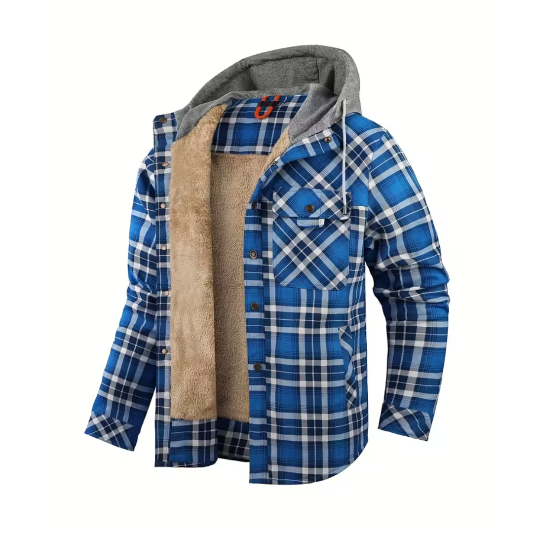 Men’s Flannel Jacket – Fleece-Lined Hoodie