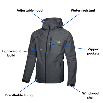Men’s Lightweight Jacket – Hooded Windbreaker - Water Resistant