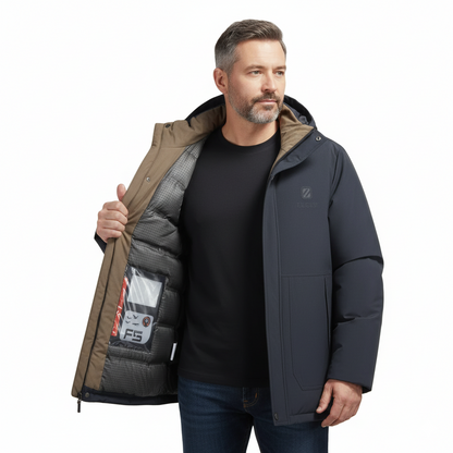 Men’s Outdoor Winter Jacket – Padded & Waterproof – Mid-Length