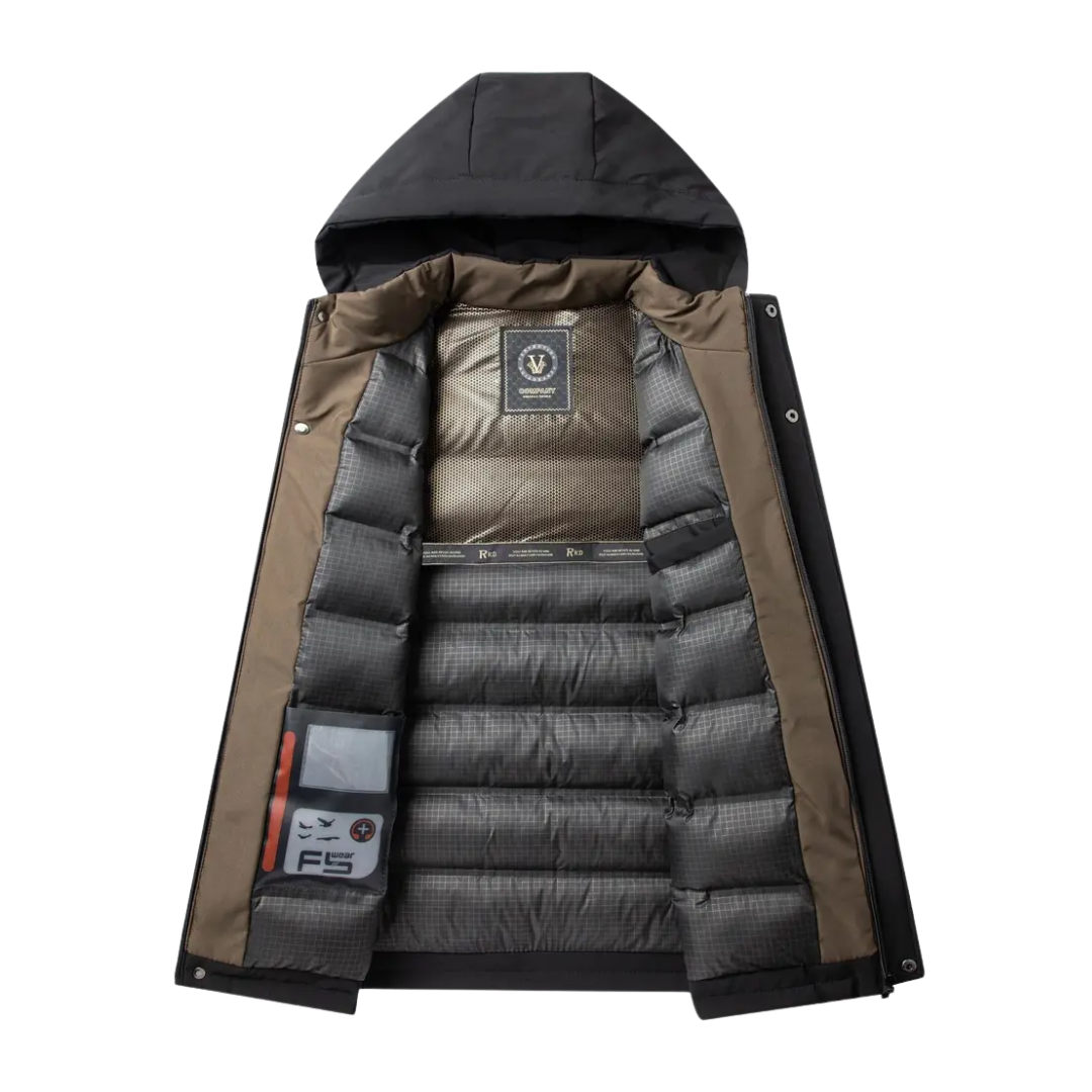 Men’s Outdoor Winter Jacket – Padded & Waterproof – Mid-Length