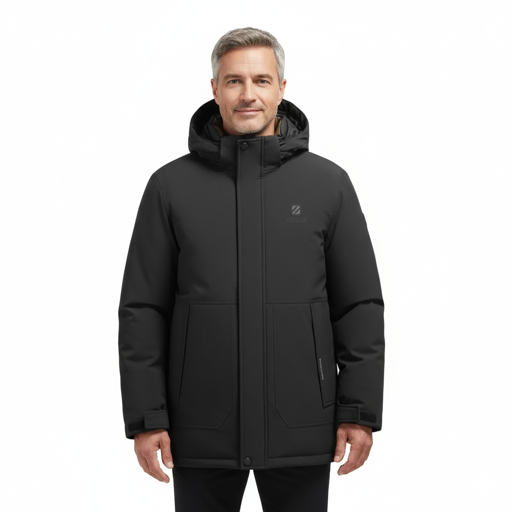 Men’s Outdoor Winter Jacket – Padded & Waterproof – Mid-Length