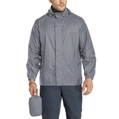Men’s Rain Jacket – Lightweight with Hood – Waterproof Windbreaker