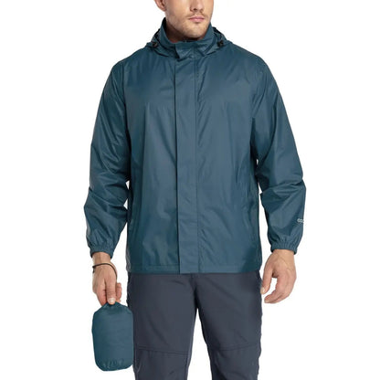 Men’s Rain Jacket – Lightweight with Hood – Waterproof Windbreaker