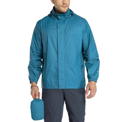 Men’s Rain Jacket – Lightweight with Hood – Waterproof Windbreaker
