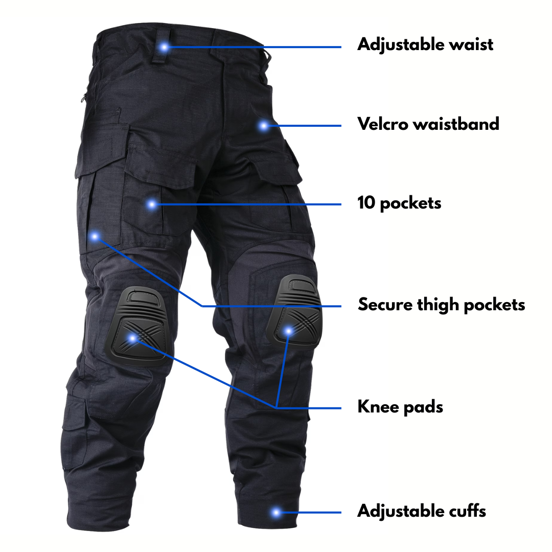 Men’s Tactical Work Pants – 10 Pockets – Reinforced Knees