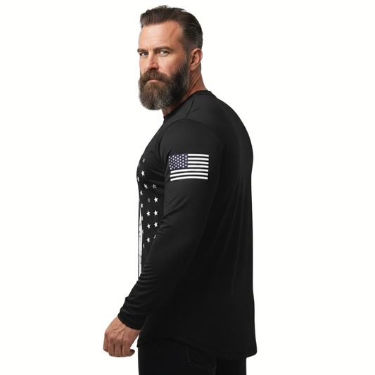 Men’s USA Print Long Sleeve T-Shirt – Crew Neck