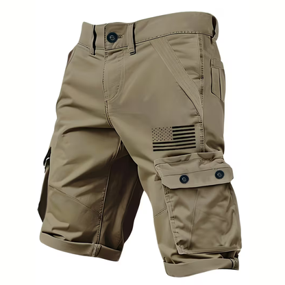 Men’s Utility Cargo Shorts – Multi-Pocket – US Flag Design