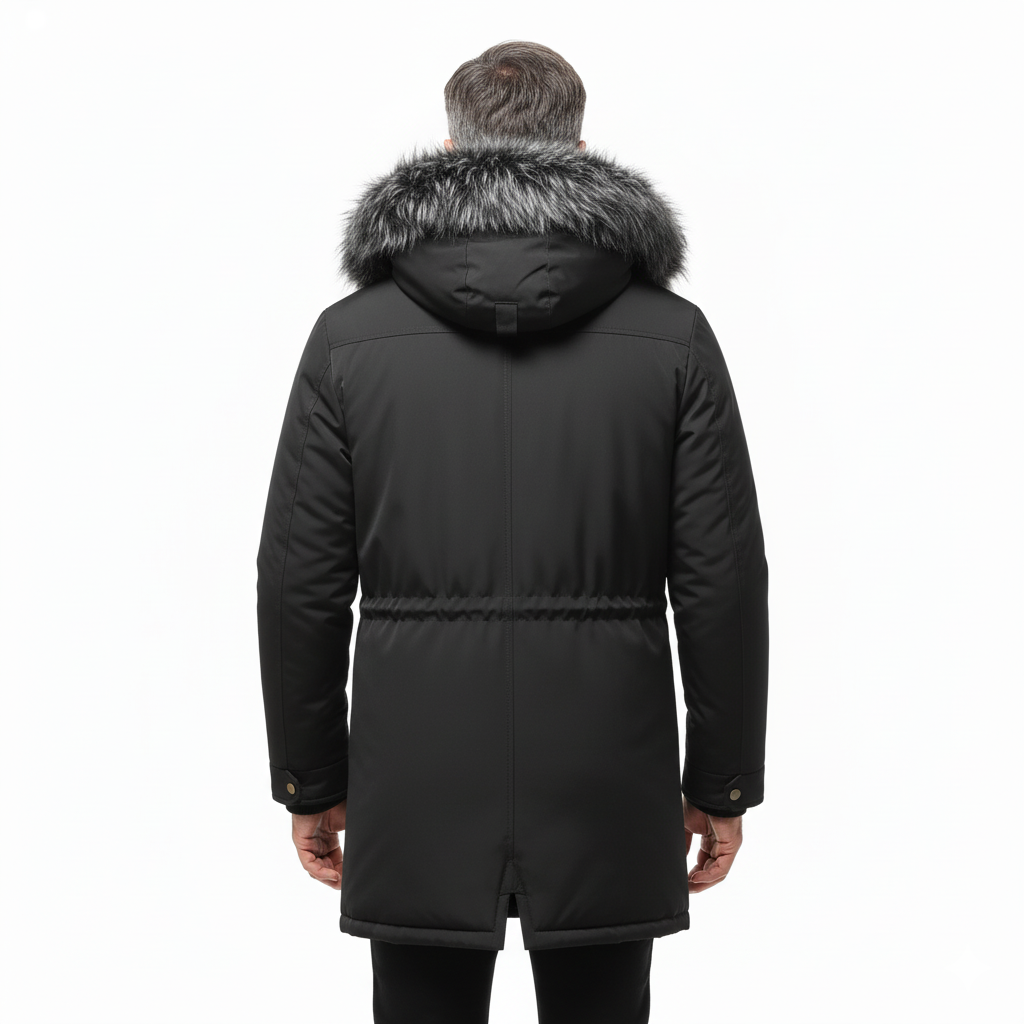 Men’s Winter Parka Jacket – Faux Fur Hood – Warm & Comfortable