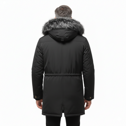 Men’s Winter Parka Jacket – Faux Fur Hood – Warm & Comfortable